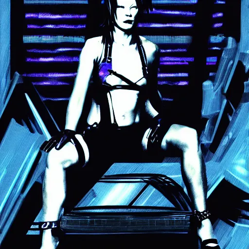Image similar to milla jovovich as leeloo portrait in the foreground of digital art scifi sharp neon city