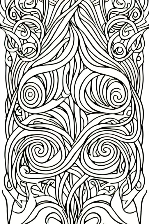 Image similar to vector images, art nouveau edge border designs, smooth lines, strong outline, coloring book outline, vines