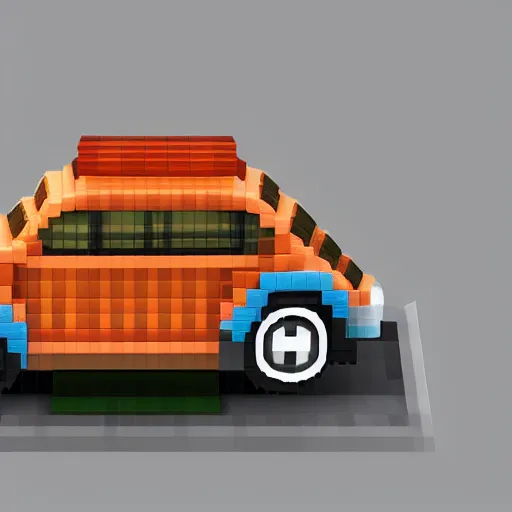 Image similar to a volkswagen beetle made of voxels isometric hd