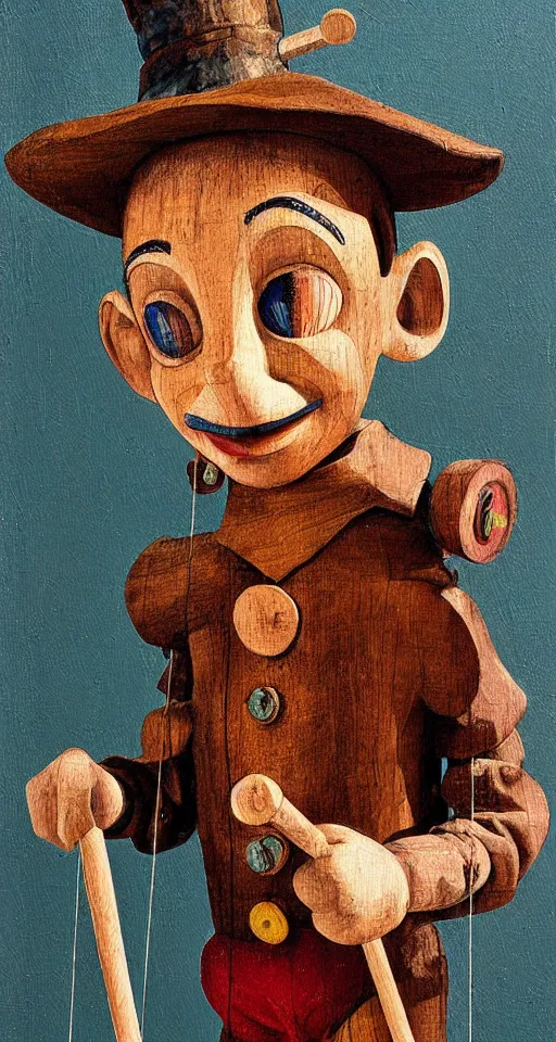 Prompt: a wooden boy, pinocchio highly detailed painting by alberto mielgo