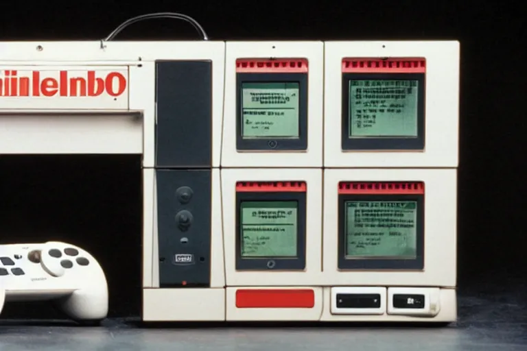 Prompt: The Nintendo Punishment System (NPS) console, 1989