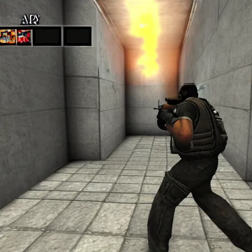 Image similar to Mario in Counter-Strike 1.6, gameplay screenshot,
