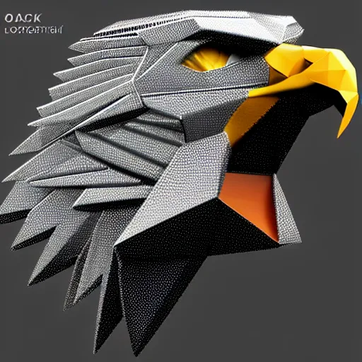 Prompt: 2 dimensional, vector, low poly, crystal eagle icon, black background, cgsociety, artstation, octane render