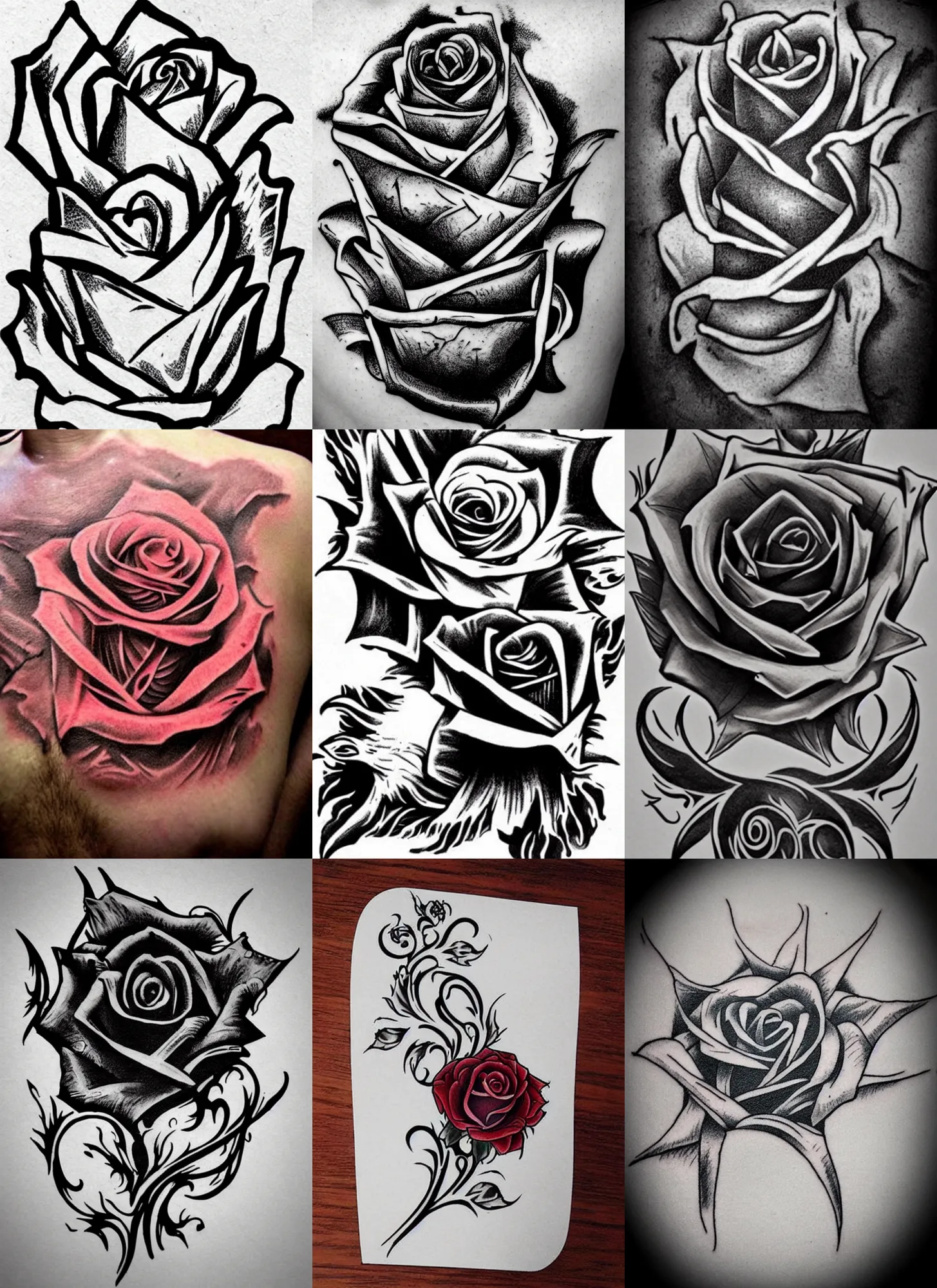 Image similar to Tattoo Design demonic, evil rose Stencil