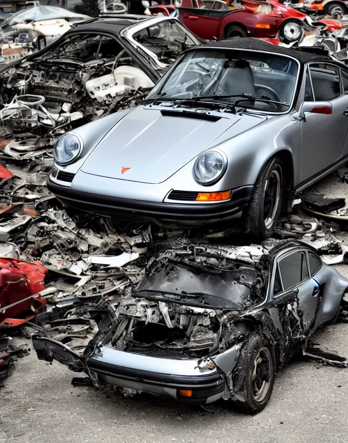 Prompt: porsche 9 1 1 as exploded parts catalog