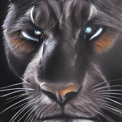 Prompt: a black panther, oil painting, digital art, 4k