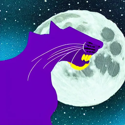 Image similar to closeup of a purple panther roaring at the moon