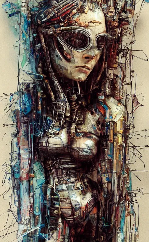 Image similar to woman made of mech mask rendered in unreal engine, full body, cyberpunk, rave, scifi, painted by albrecht durer | bernard buffet | carne griffiths | wlop