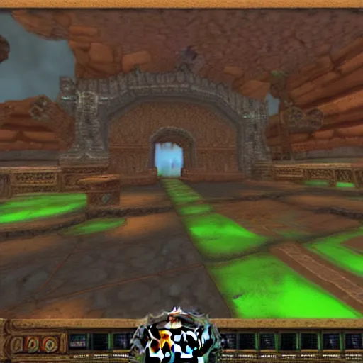 Prompt: “screenshot of world of warcraft in the doom game engine (1994)”