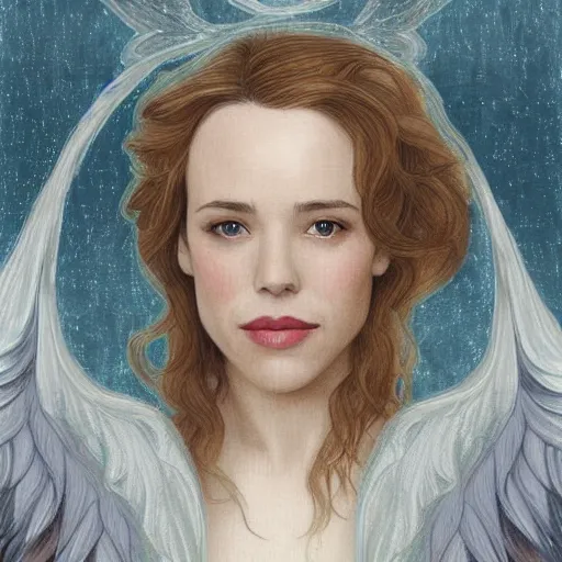 Image similar to rachel mcadams as an angel, detailed digital painting, pre - raphaelite, intricate