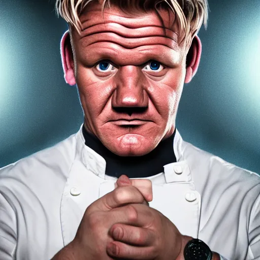 Image similar to photorealistic gordon ramsay is satan. hyperdetailed photorealism, 1 0 8 megapixels, amazing depth, high resolution, 3 d shading, 3 d finalrender, 3 d cinematic lighting, glowing rich colors, psychedelic overtones, artstation concept art.