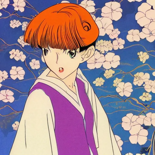 Image similar to a portrait of a girl made by rumiko takahashi ( 1 9 9 0 )