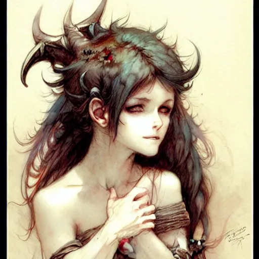 Image similar to ( ( ( ( ( cute succubus girl. muted colors. ) ) ) ) ) by jean - baptiste monge!!!!!!!!!!!!!!!!!!!!!!!!!!! high resolution