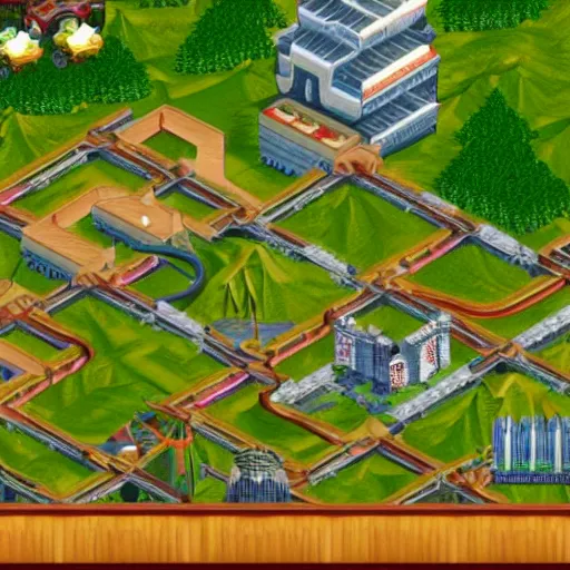 Prompt: A screenshot from the video game Rollercoaster Tycoon