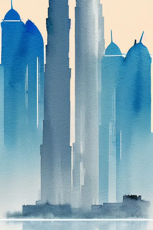 Image similar to minimalist watercolor art of dubai, illustration, vector art