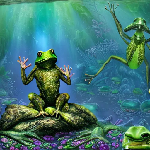 Prompt: loveland frogman is my lord and savior, frogland deep forest, high definition, 8 k, photorealistic, highly detailed