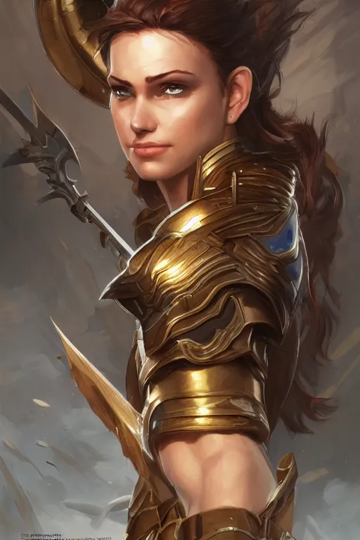 Image similar to amazon valkyrie athena, d & d, fantasy, portrait, highly detailed, headshot, digital painting, trending on artstation, concept art, sharp focus, illustration, art by artgerm and greg rutkowski and magali villeneuve