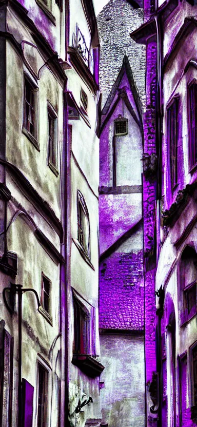 Image similar to “ white and purple medieval city, award winning, digital art ”