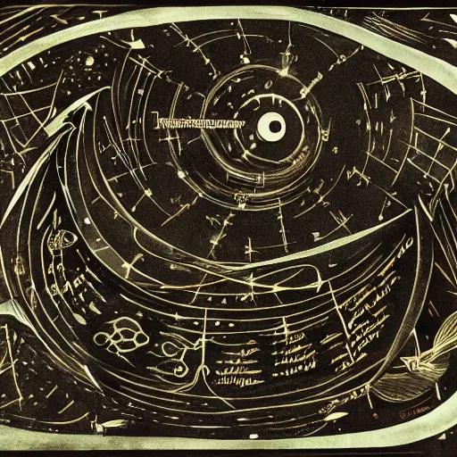Prompt: big weird spaceship, voynich manuscript