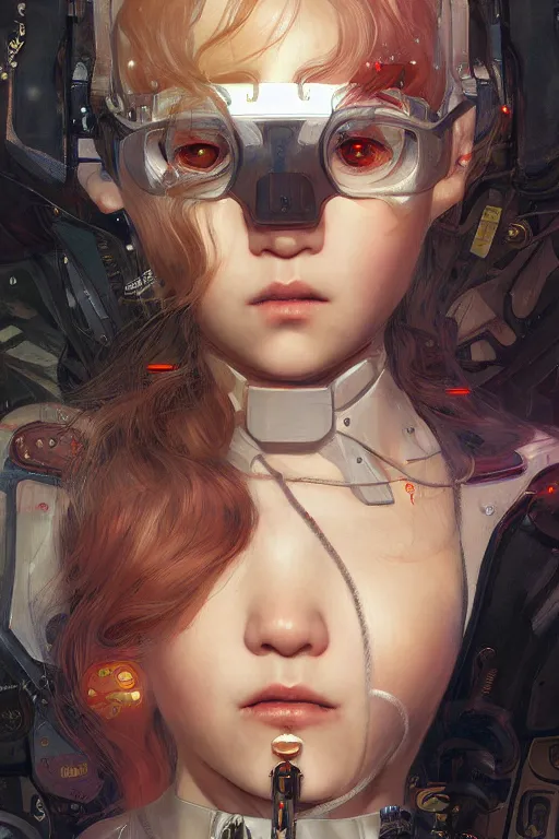 Image similar to portrait of beautiful young baby, cyberpunk, Warhammer, highly detailed, artstation, illustration, art by Gustav Klimt and Range Murata and Ilya Kuvshinov and Sakimichan