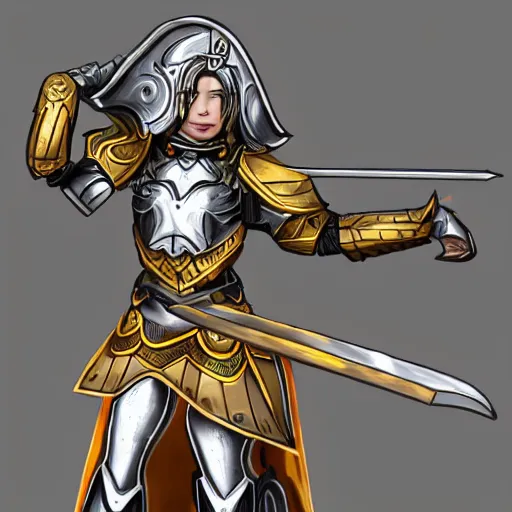 Image similar to a paladin female in armor, the art style feels like it belongs on a popular art website on the internet.