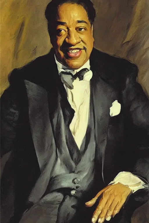 Image similar to “portrait of Duke Ellington, by John Singer Sargent”