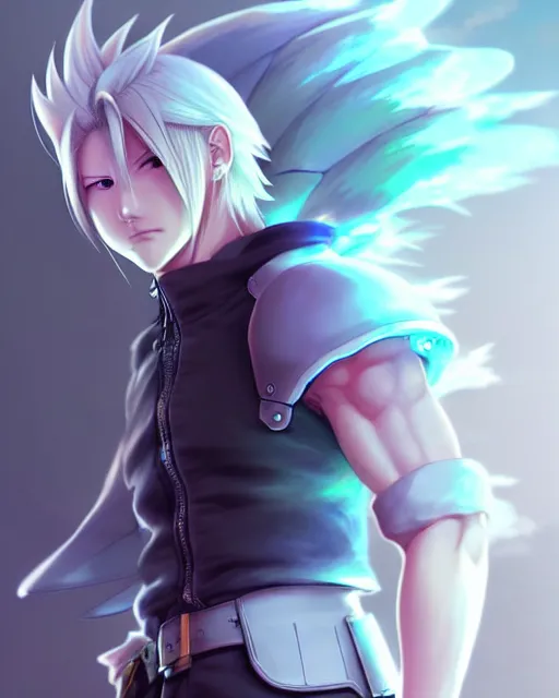 Image similar to cloud ( final fantasy 7 ), portrait shinkai makoto studio ghibli studio key hideaki anno sakimichan stanley artgerm lau rossdraws james jean marc simonetti elegant highly detailed digital painting artstation pixiv