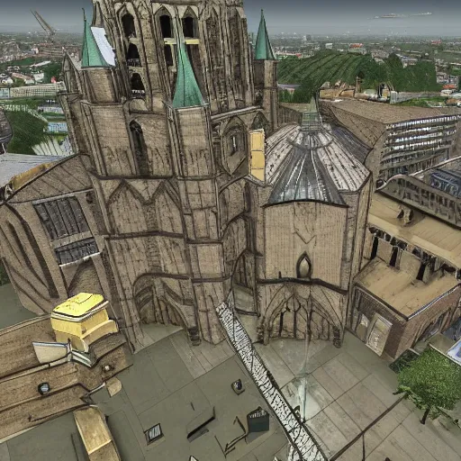 Image similar to counterstrike screenshot of the map de_cologne_dome, map about Cologne