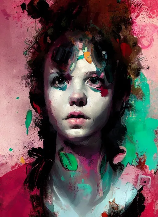 Image similar to a portrait of a pretty sewer punk young lady by adrian ghenie