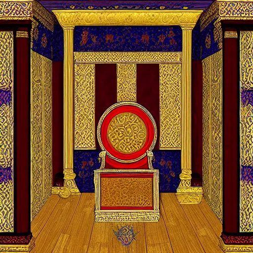 Prompt: Digital art of the throne room Byzantine Imperial