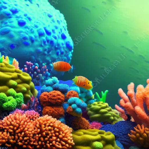 Prompt: photograph of an alien coral reef, detailed, colorful, 8 k render