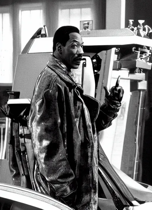 Prompt: Eddie Murphy in Back to the future movie