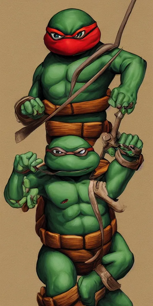 Image similar to Teenage mutant ninja turtle character by brom