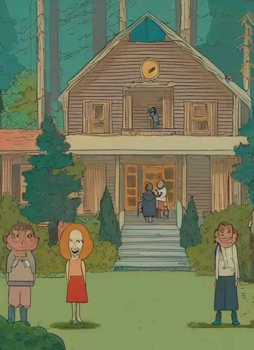 Prompt: a screenshot from Hereditary (2018) as a 1986 Saturday morning cartoon, highly detailed