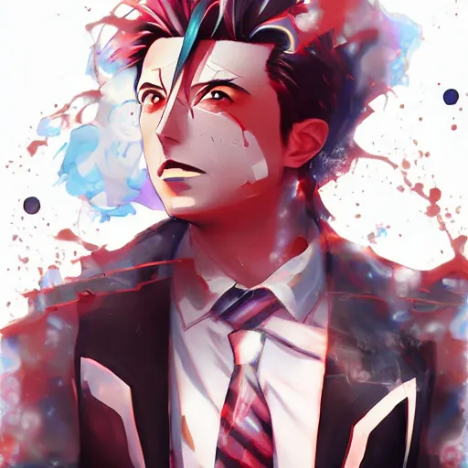 Prompt: anime portrait of evil elon musk on drugs as an anime antagonist by Stanley Artgerm Lau, WLOP, Rossdraws, James Jean, Andrei Riabovitchev, Marc Simonetti, and Sakimichan, trending on artstation