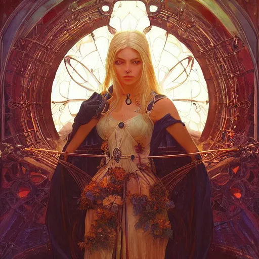 Image similar to alchemy and rosicrucianism fall in love, deep focus, d & d, fantasy, intricate, elegant, highly detailed, digital painting, artstation, concept art, matte, sharp focus, illustration, art by artgerm and greg rutkowski and alphonse mucha