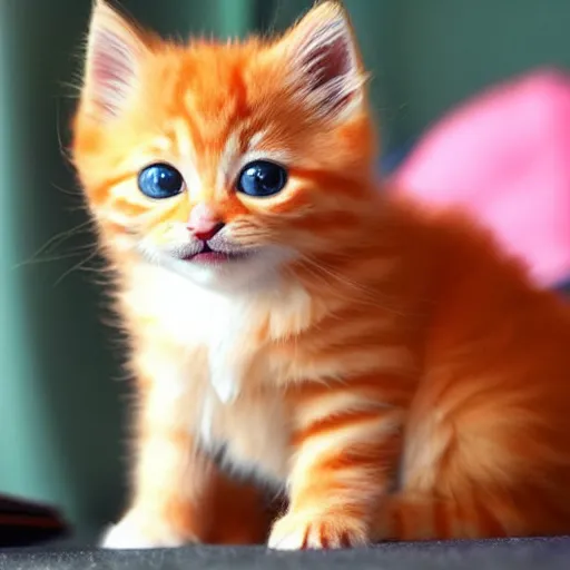 Image similar to cute fluffy orange tabby kitten, award winning