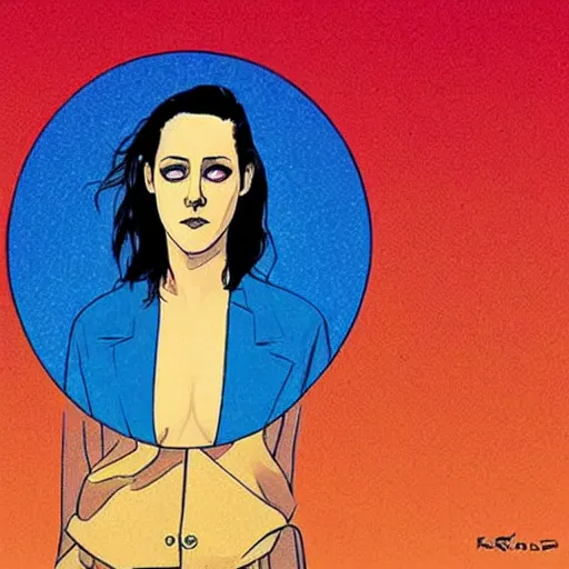 Image similar to “ kristen stewart retro minimalist portrait by jean giraud, moebius starwatcher comic, 8 k ”