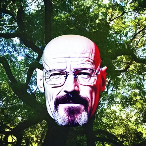 Image similar to a photo of a tree in the shape of walter white's head.