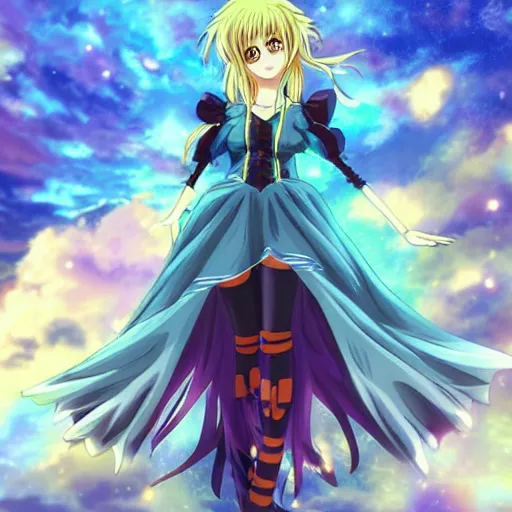 Image similar to an anime girl wearing a dress that looks like earth, mother nature character design, anime key visual