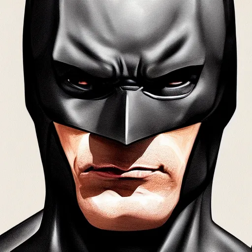 Image similar to a detailed portrait of batman, art illustration, incredibly highly detailed and realistic, 8 k, sharp focus