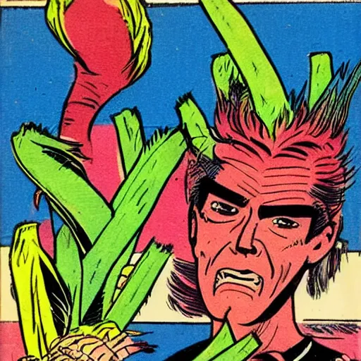 Prompt: a 1 9 8 0 s comic book painting of a nene leeks