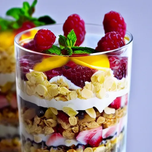 Prompt: delicious parfait, photo