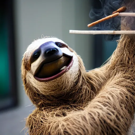 Anthropomorphic sloth smoking a cigar, XF IQ4, f/1.4, | Stable ...