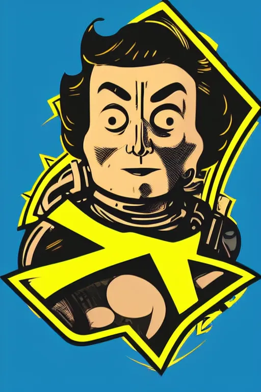 Image similar to fallout 7 6 retro futurist illustration art by butcher billy, sticker, colorful, illustration, highly detailed, simple, smooth and clean vector curves, no jagged lines, vector art, smooth andy warhol style