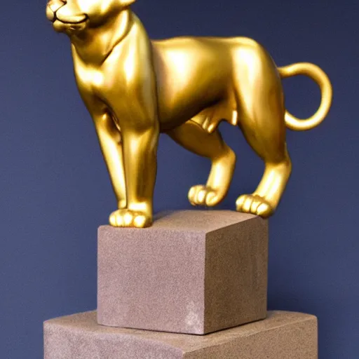 Prompt: golden jaguar sculpture