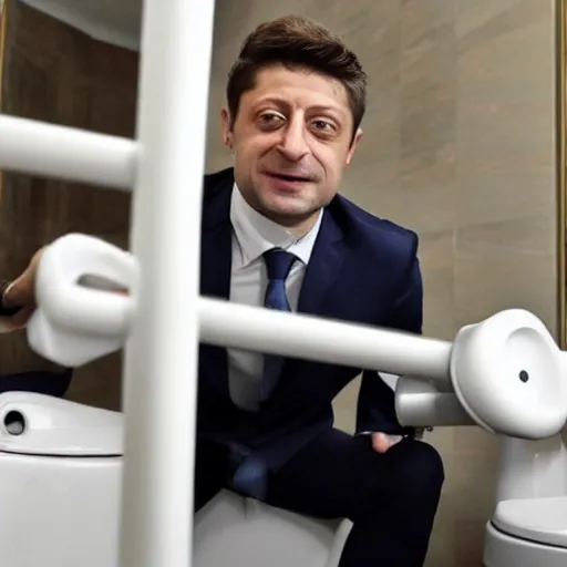 Image similar to Zelensky flushes himself in the toilet