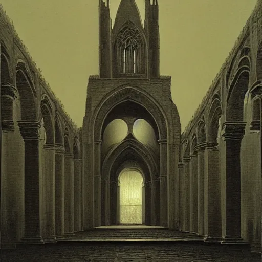 Image similar to old cathedral by zdzisław beksiński