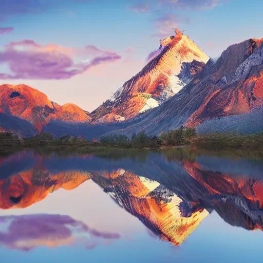 Image similar to photo of two black swans touching heads in a beautiful reflective mountain lake, a colorful hot air balloon is flying above reflecting off water, hot air balloon, intricate, 8k highly professionally detailed, centered, HDR, CGsociety