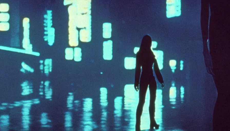 Prompt: 1 9 8 0 movie still, beautiful female neuromancer, standing in the street, brain interface, wires, computers, circuits, cinestill 8 0 0 t 3 5 mm, high quality, heavy grain, neon, cyberpunk, shadowrun, dirty, high detail, panoramic, cinematic composition, dramatic light, ultra wide lens, anamorphic